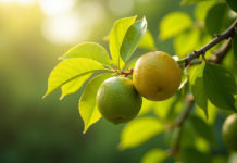 Branche de citronnier sain avec feuilles vertes lumineuses