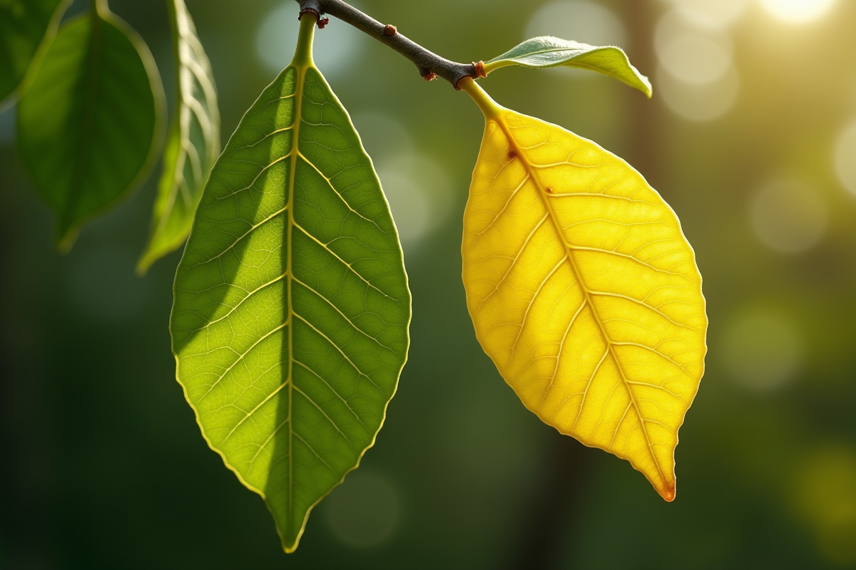 Comparaison entre feuille de citron saine et jaunie