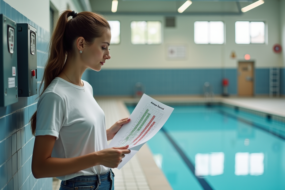 Jeune femme vérifiant un tableau électrique près d