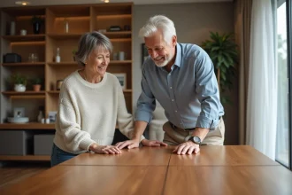 table extensible en bois dans un intérieur moderne et accueillant