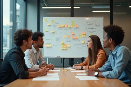 Groupe de jeunes professionnels dans un bureau moderne