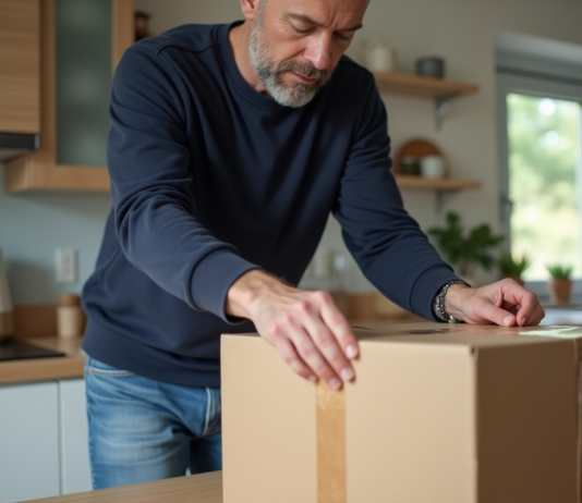 Envoi de colis imposant : comment procéder efficacement ? Homme moyenâge en train de sceller une boîte dans une cuisine
