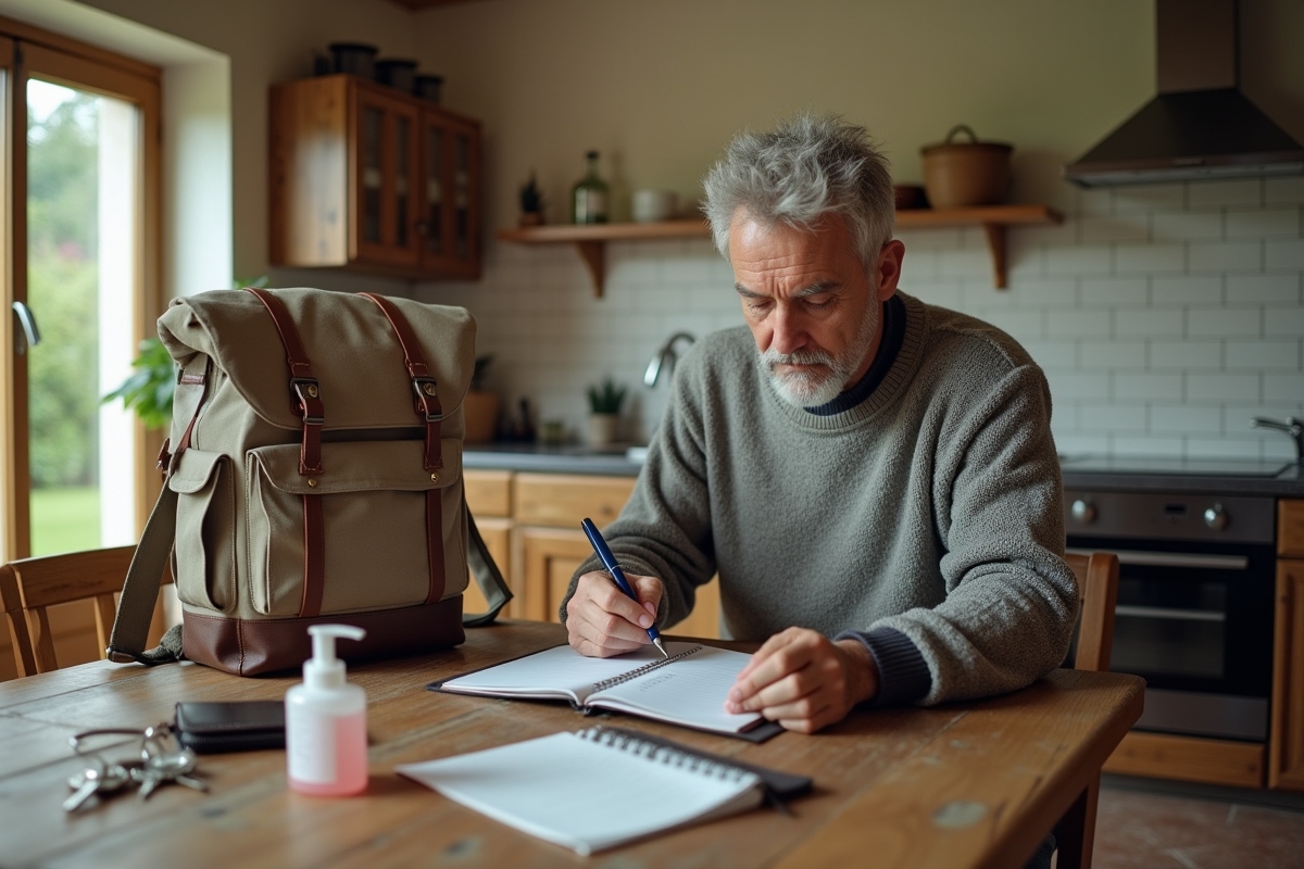Homme vérifie sa liste d
