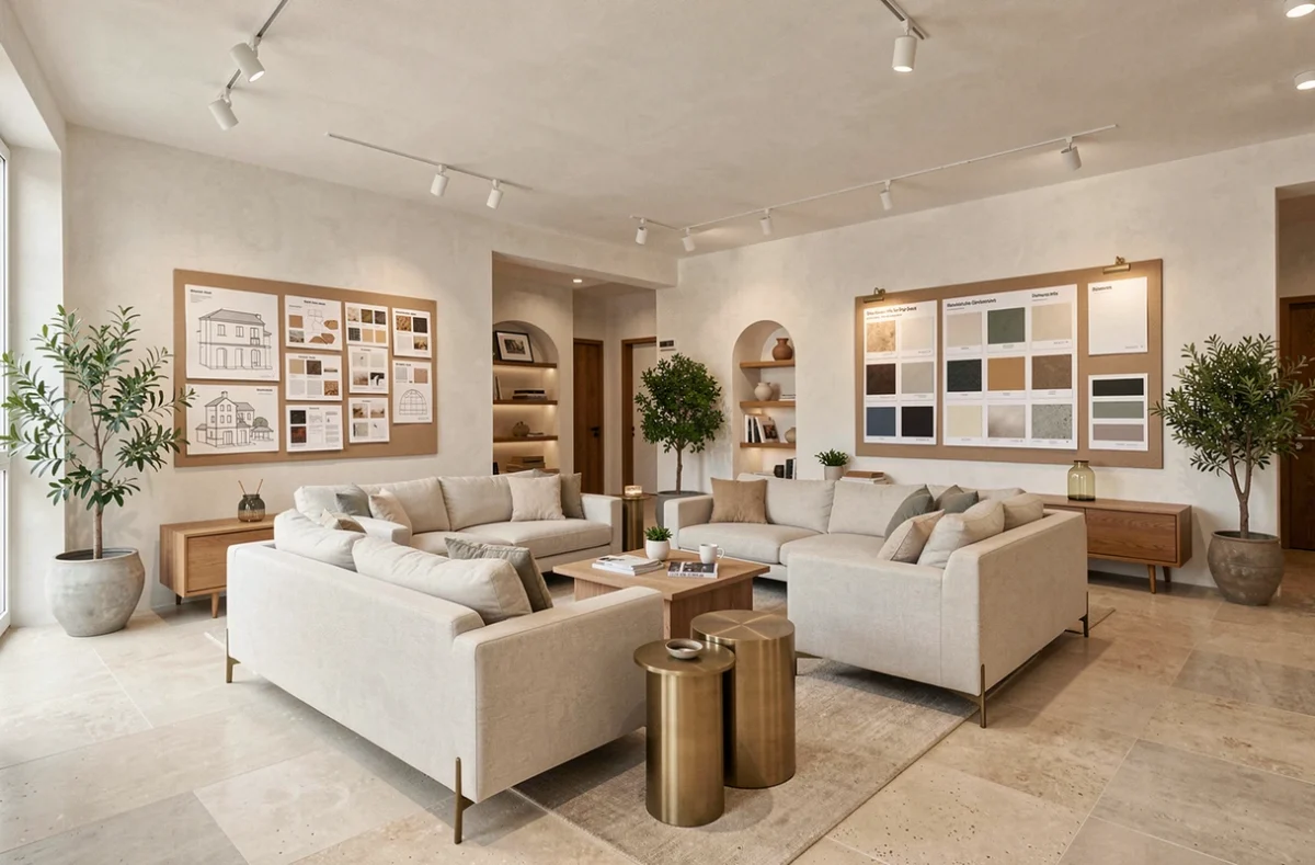 Showroom d'architectes d'intérieur dans les Alpes-Maritimes avec décoration méditerranéenne moderne